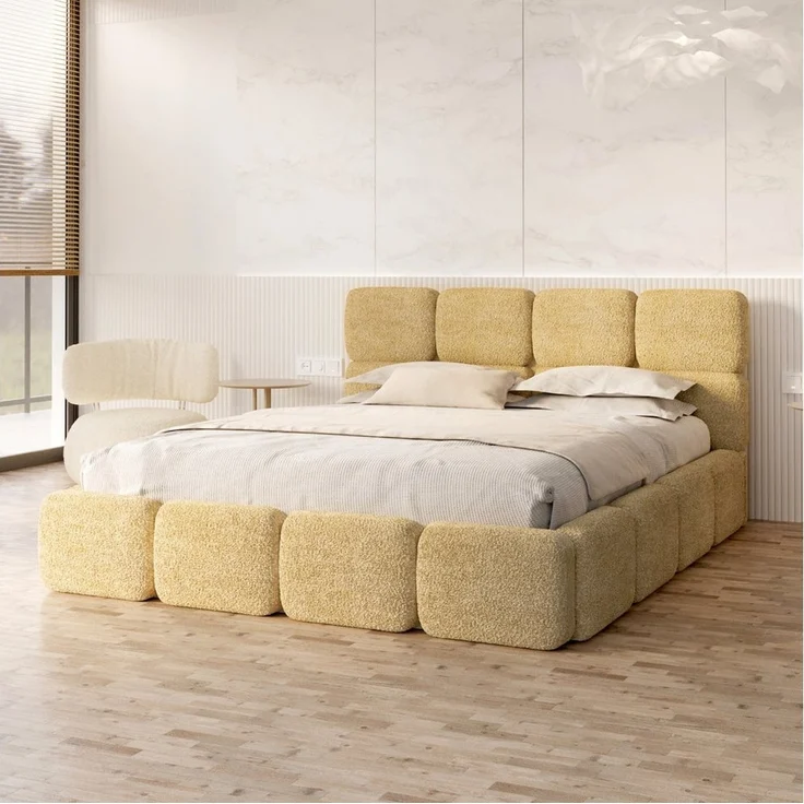 FDM Polsterbett CLOUDY Bettgestell Bett 140x200, 160x200, 180x200 cm Bestseller (verfügbar 140x200 160x200 180x200cm, Bettrahmen, Bett, mit großen gepolsterten Kopfteil, mit Bettkasten zum aufklappen), Hebbarer Metallrahmen, Bettkasten, ohne Matratze – Bild 5
