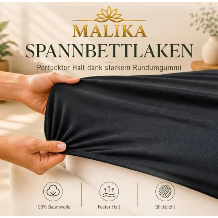 MALIKA® Spannbettlaken 120x200cm Baumwolle Jersey, Matratzenhöhe bis 28 cm, Oeko-Tex zertifiziert, faltenfreies Liegen – Bild 4
