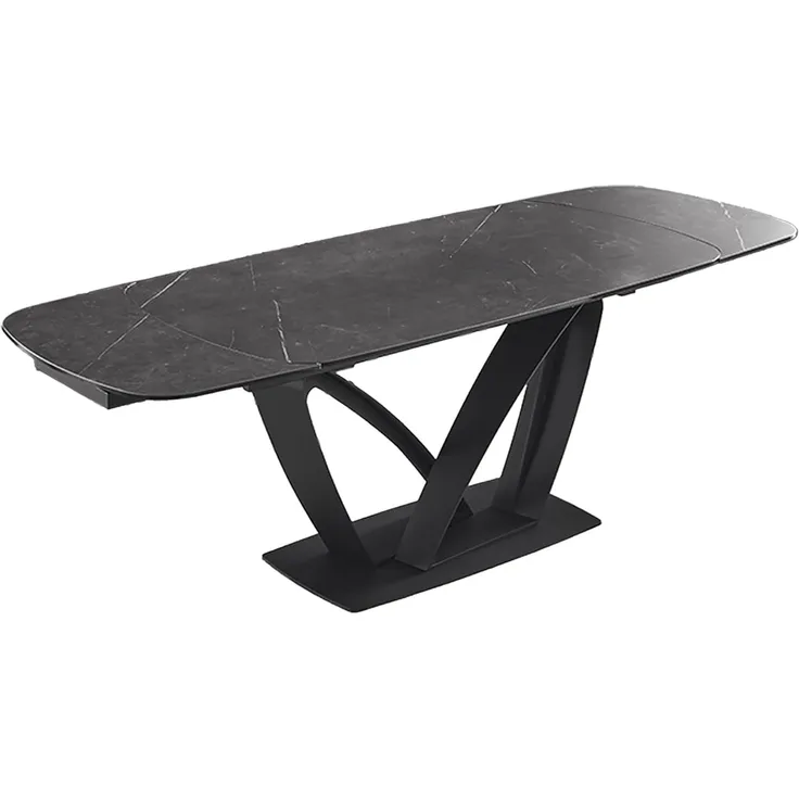 riess-ambiente Esstisch PAPILLON 180-260cm graphit / schwarz · Konferenztisch · Keramik-Platte (Einzelartikel, 1-St), ausziehbar · für 8-10 Personen · Marmor-Design · Metall · Industrial