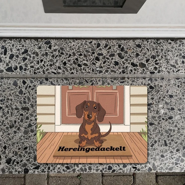 speecheese Fußmatte Hereingedackelt Dackel Fußmatte in 35x50 cm ohne Rand für Liebhaber – Bild 2