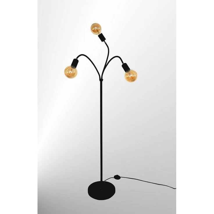 TRANGO Stehlampe, 3-flammig Stehleuchte 1531A *EARTH* in Schwarz-matt mit 3x E27 Lampenfassung (ohne Leuchtmittel) - Höhe ca. 1550mm, 3 schwenkbaren Lampenarmen - Stehleuchte – Wohnzimmerlampe - Bürolampe – Bild 1