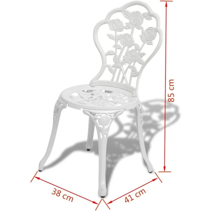 vidaXL 3-tlg. Bistro-Set Aluminiumguss Weiß 42165 – Bild 7