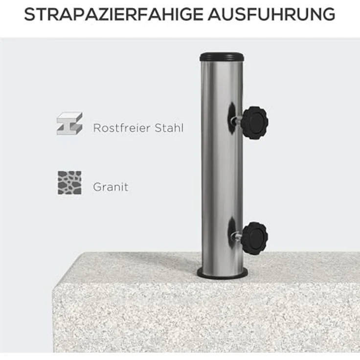 Outsunny Schirmhalter 25kg Sonnenschirmständer für Ø 32/38/48 mm Stange, für Stöcke bis Ø 48 mm, Sonnenschirmfuß, 1 tlg, Ständer für Halbrund Sonnenschirm – Bild 4