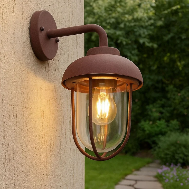 LED Wandleuchte, Laterne, Alu, rostfarben, H 33 cm – Bild 3