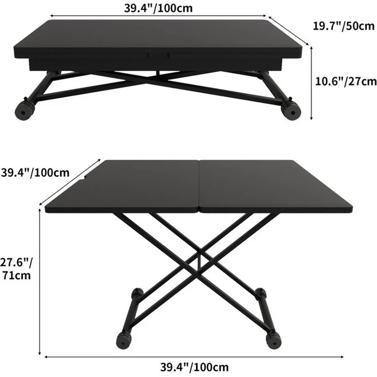 VOWNER Couchtisch 3-in-1, Höhenverstellbar & Ausziehbar, Esstisch, Wohnzimmertisch (1-St), Platzsparend & Umwandelbar für Ess- & Wohnzimmer – Bild 1