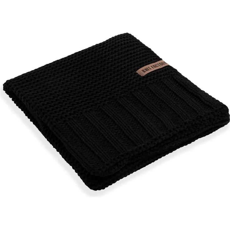 Knit Factory Vinz Decke 160x130 cm Glatt Schwarz