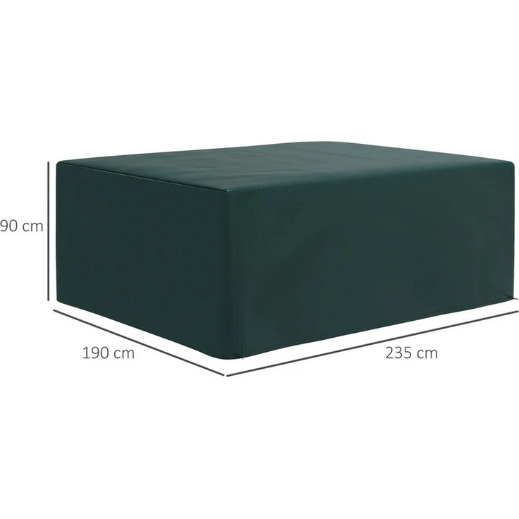 Outsunny Gartenmöbel-Schutzhülle Abdeckhaube Wasserdicht UV-Schutz extra Befestigung Rechteckig (Schutzhülle, 1-St, Gartenmöbel), PE Grün 235 x 190 x 90 cm – Bild 2