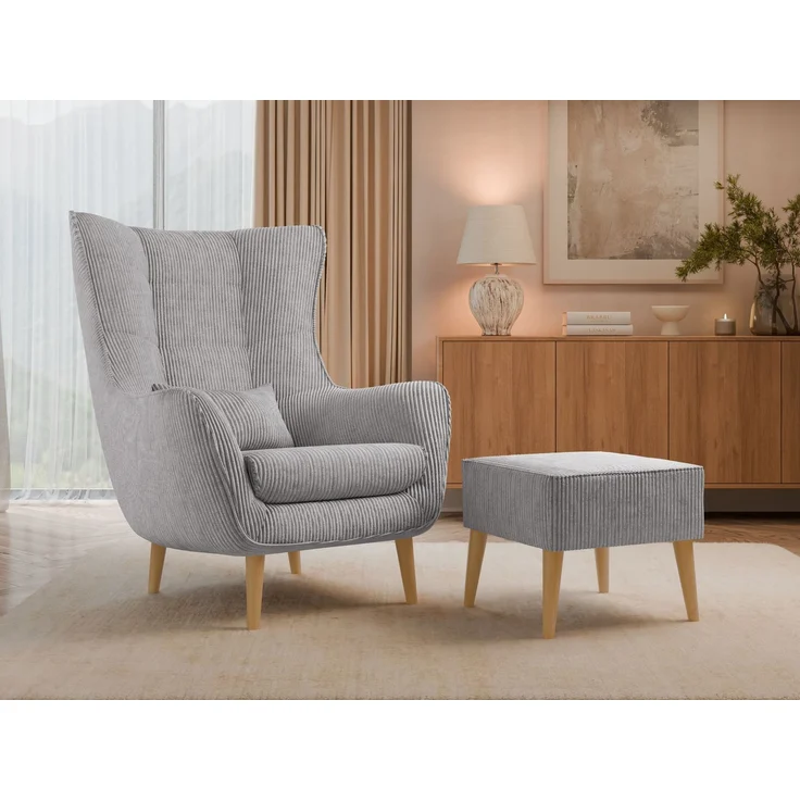 Sessel Lucio Cord (Farbe: Poso 110, mit Fußbank) – Bild 2