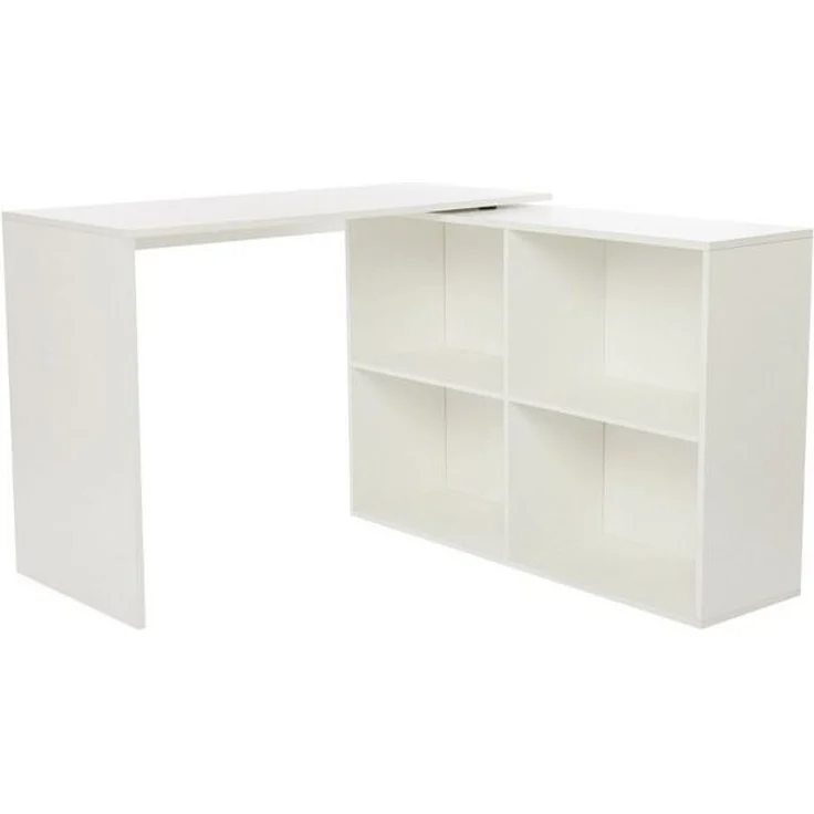 Mondeer Eckschreibtisch L-Computertisch, L-Förmig mit 4 Ablagen Umkehrbarer Links/Richtig, Weiß – Bild 4