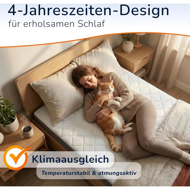 Geltopper 160x200x8cm Glatt Karo-Klima-Split Bezug 8cm – Bild 5