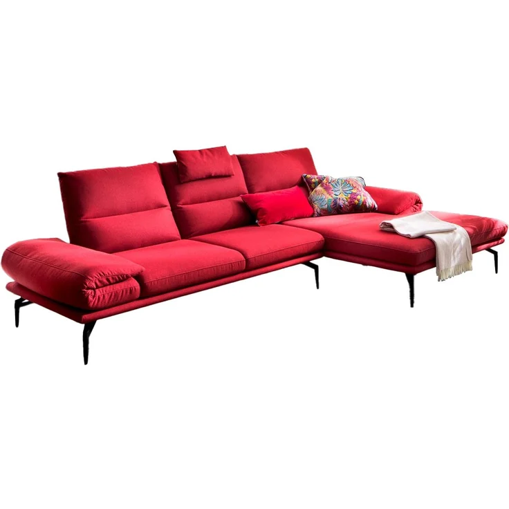 KAWOLA Sofa KIMI 3-Sitzer Ecksofa Stoff Recamiere rechts rot 90 x 170 x 300 cm – Bild 3