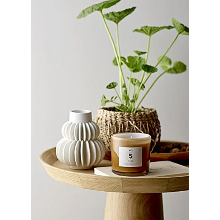 Bloomingville Vase mit Struktur, Steingut in Weiß, 11,5cm x 11,5cm x 14cm – Bild 4
