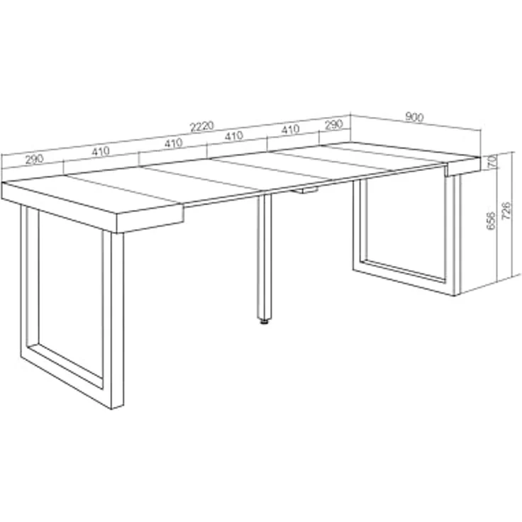 Skraut Home | Ausziehbarertisch | Multifunktionaler ausziehbarer | 220 | Für 10 Gäste | Massivholz Beine | Moderner Stil | Eiche und weiß – Bild 3
