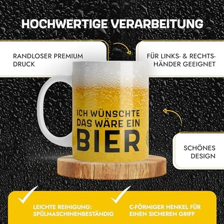 Amari Tasse AMARI® Bier Tasse "Ich wünschte das wäre ein Bier" - Geschenk Bier – Bild 3