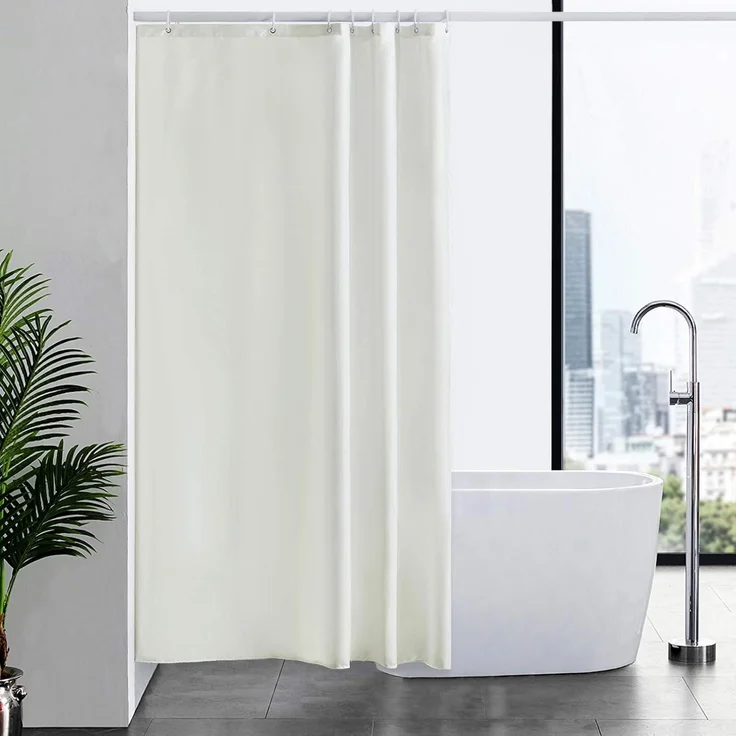 Furlinic Duschvorhang Textil Anti-schimmel Wasserdicht Waschbar Beige 120x200cm – Bild 1