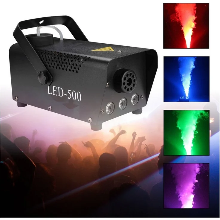 Clanmacy LED Discolicht Nebelmaschine steuerbar LED-Licht Hochzeit Halloween-Party, RGB LED-Lichteffekt mit 13 Farbmodi,Schnelle Aufheizzeit – Bild 1