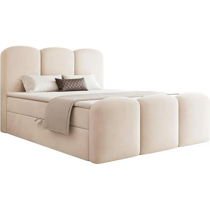 Compleo Boxbett Wolkenbett, Bequem H3, MADE IN EU, Doppelbett gepolstertes Kopfteil mit Bettkasten – Bild 2