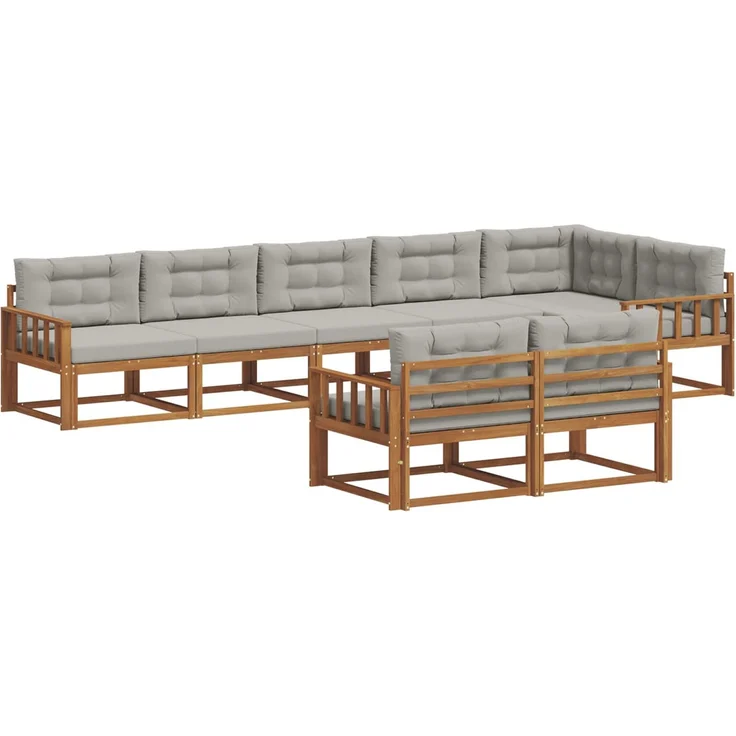 vidaXL Outdoor-Sofagarnitur 8 stk. 8-Sitzer Natur und Hellgrau 3367749 – Bild 2