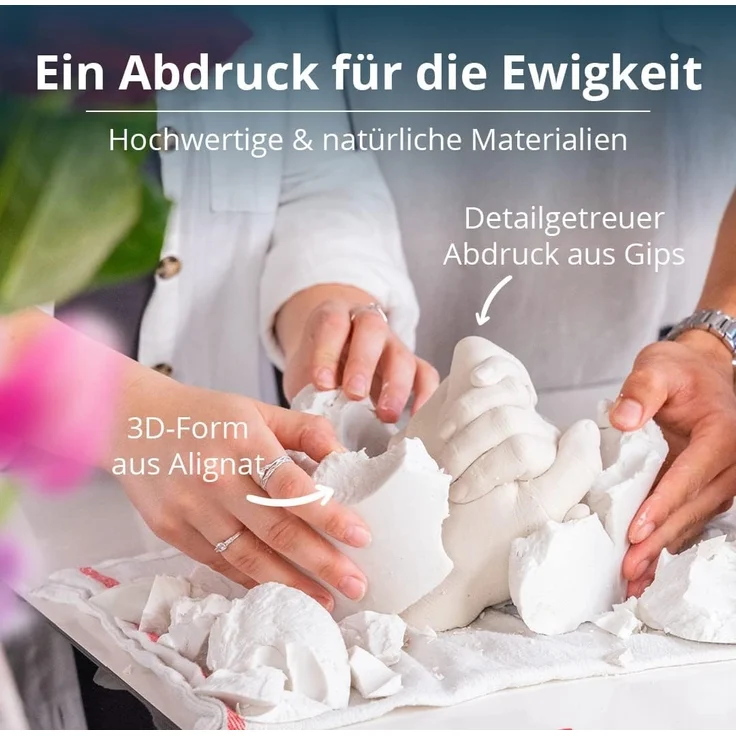 Amari Geschenkbox AMARI® Handabdruck Set für Paare - 3D Gipsabdruck Set Familie – Bild 2