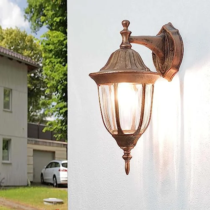 Licht-Erlebnisse Außen-Wandleuchte MILANO, ohne Leuchtmittel, Außenwandlampe Rustikal in Kupfer antik E27 IP44 Außenleuchte – Bild 2
