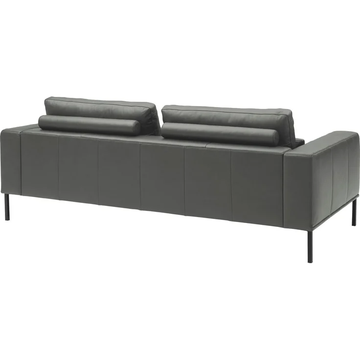 Musterring 2,5-Sitzer JustB!PM100, 202 cm breit, aus hochwertigem Leder, wahlweise mit Nierenkissen und mot. Sitzauszug, Metallfuß in schwarz – Bild 3