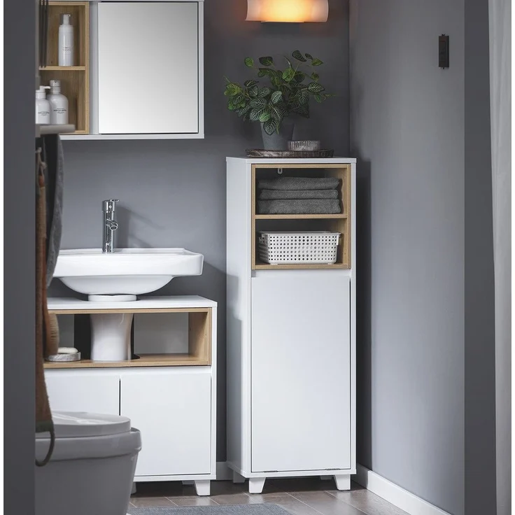 SoBuy BZR146-W Badezimmer-Hochschrank, Spanplatte, Lackiert, Weiß, 35 x 105 x 30 cm – Bild 10