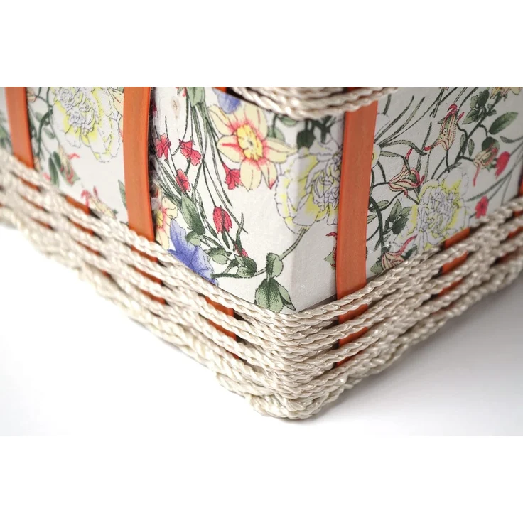 Kobolo Nähkorb Nähkästchen eckig mit Blumenmuster und Griff (mit Organisationseinsatz) – Bild 3