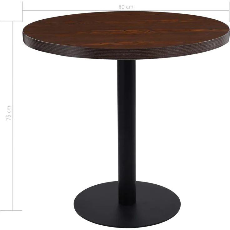 Bistrotisch FLORI rund Dunkelbraun/Schwarz 80 cm MDF | Esstisch kleiner Tisch Cafe Gartentisch Balkontisch Outdoortisch – Bild 5