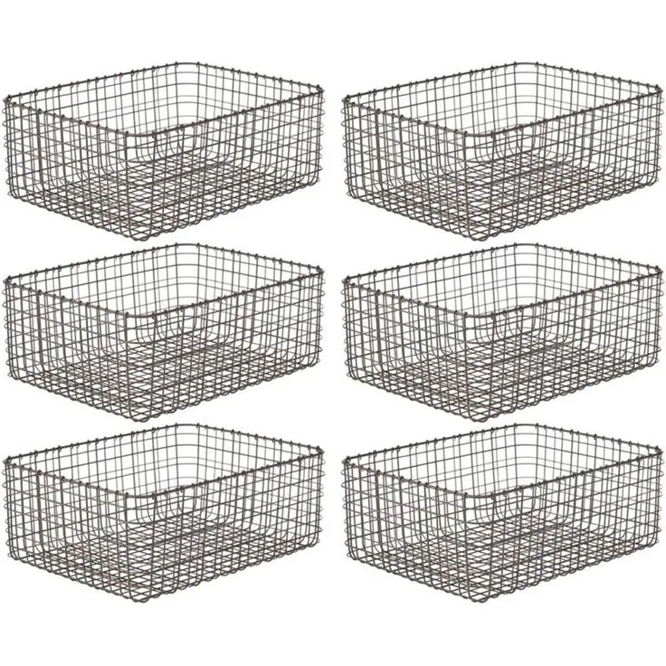 mDesign Allzweckkorb Aufbewahrung Drahtkorb Organizer 6er-Set Metall Bronze