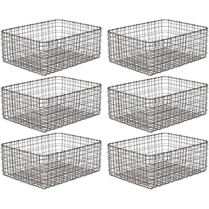 mDesign Allzweckkorb Aufbewahrung Drahtkorb Organizer 6er-Set Metall Bronze – Bild 1
