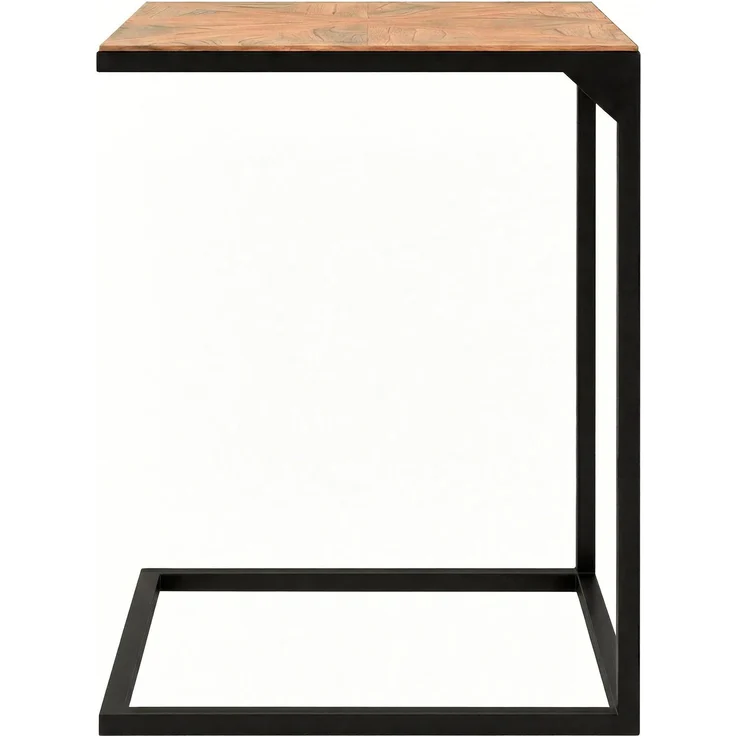 CLP Beistelltisch Velaro Couchtisch in C-Form Tischplatte aus Mindiholz Eisengestell,natura – Bild 4