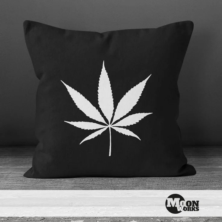 MoonWorks Dekokissen Kissenbezug 40x40 Dope Weed Hanf Blatt Marijuana Leaf Kissen-Hülle Moonworks® – Bild 2