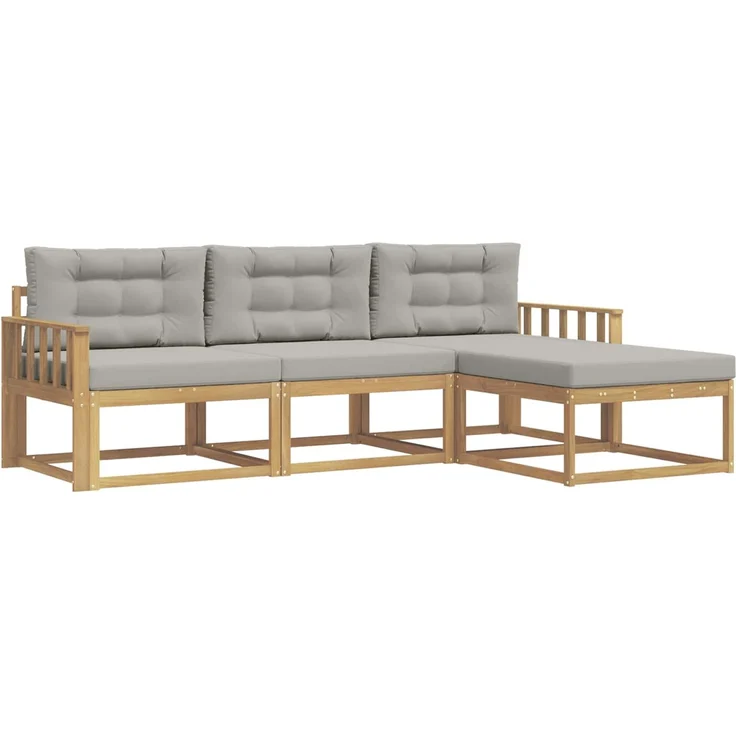 vidaXL Outdoor-Sofagarnitur 4 stk. Weiß und Hellgrau Polyester 3386265 – Bild 2