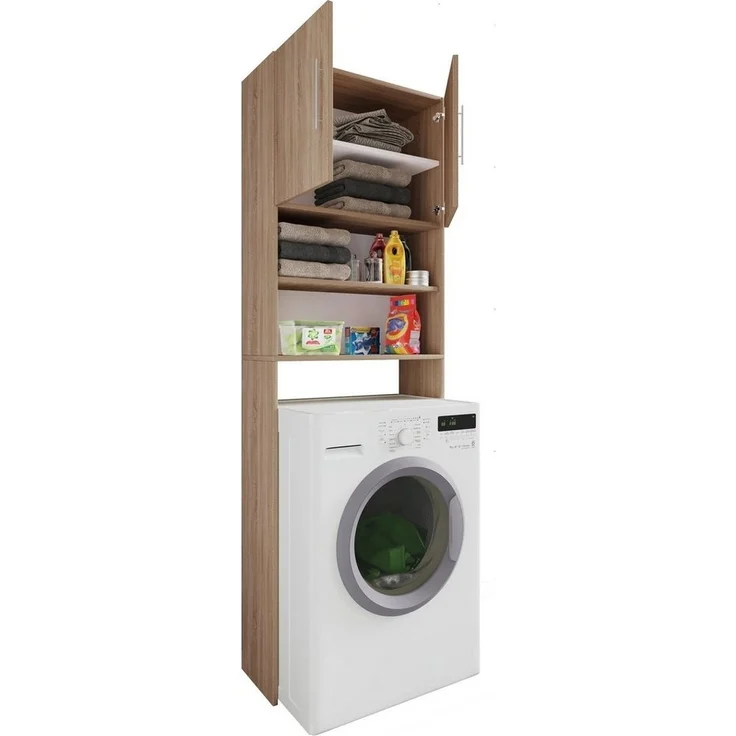 VCM Badmöbel Waschmaschinenschrank Jutas 919460 Sonoma-Eiche B. 64 x H. 190 x T. 25 cm – Bild 2
