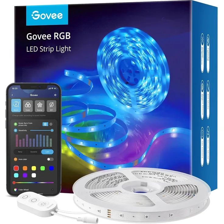 Govee WiFi LED Strip 5m, Smart RGB LED Streifen, App-steuerung, Musik Sync, Funktioniert mit Alexa und Google Assistant, Farbwechsel DIY Deko für Schlafzimmer Wohnzimmer