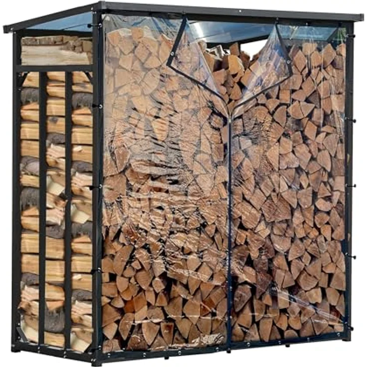Quick Star Kaminholzregal 126x177cm Wetterschutz für Kaminholzregal 130x70x185cm, Mit 22 Ösen, Spanngummis und Reißverschluss – Bild 9