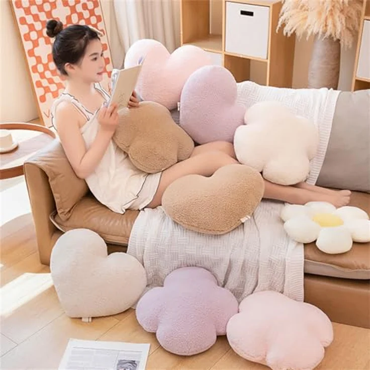 Herzkissen, Herz Kissen Kinderzimmer Decor, Kuschelkissen Kinder Herzform Dekokissen Kopfkissen Kissen Zierkissen für Wohnzimmer Sofa Kind Schlafzimmer Bett (Lila Herz,40 cm) – Bild 8