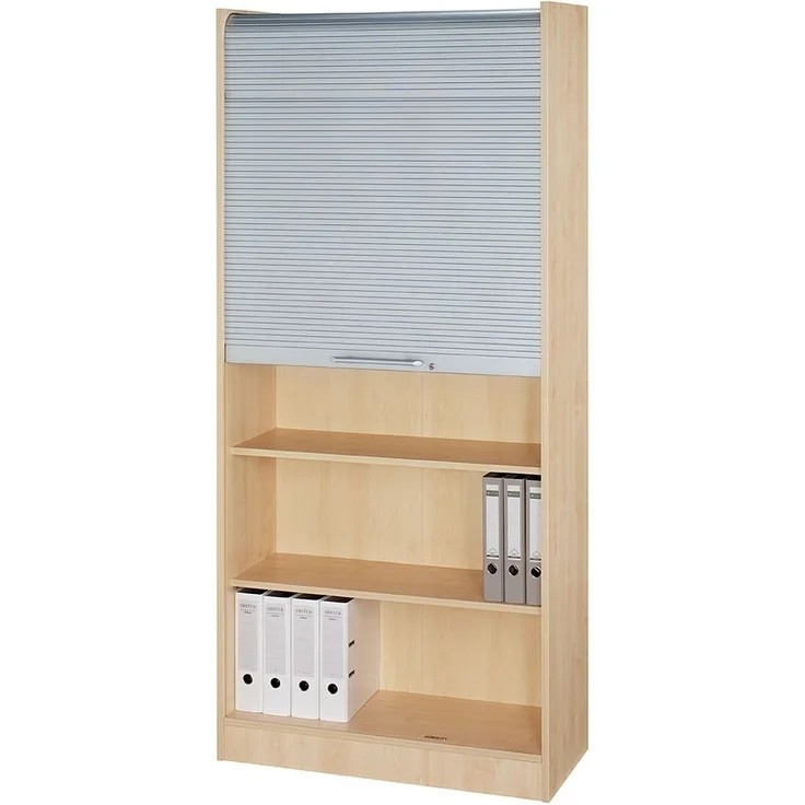 Rollladenschrank 90cm, 5OH RE Ahorn / Silber