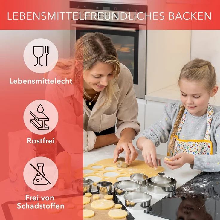 AVANA Ausstechform Ausstecher Ringe Keksformen Plätzchen Speiseringe Cookie Cutter Rund, Edelstahl, (12 Stück), Set Ausstechformen mit Aufbewahrungsbox – Bild 7