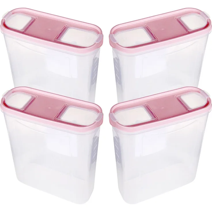 Vorratsdosen mit Deckel 4,5 Liter ( 4er Pack / Altrose ), Luftdicht Schüttdose BPA frei, Vorratsbehälter Set - Frischhaltedosen Klappdeckel