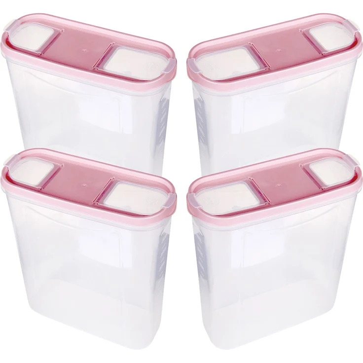 Vorratsdosen mit Deckel 4,5 Liter ( 4er Pack / Altrose ), Luftdicht Schüttdose BPA frei, Vorratsbehälter Set - Frischhaltedosen Klappdeckel – Bild 1