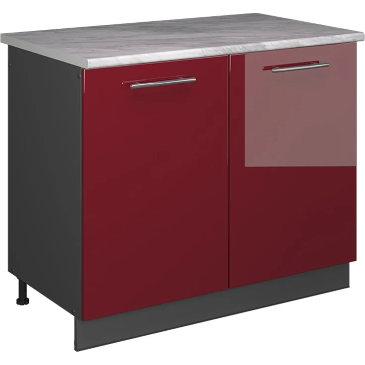 Spülenunterschrank Fame-Line Bordeaux Hochglanz/Anthrazit 100 cm, AP Marmor Vicco – Bild 1