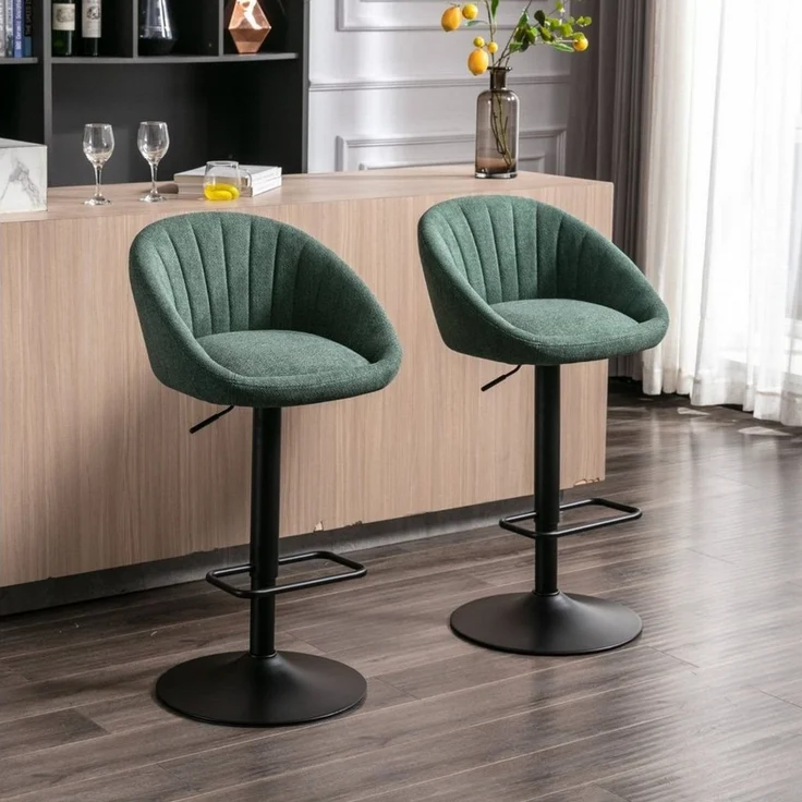 WAHSON OFFICE CHAIRS Barhocker höhenverstellbar drehbar Barstuhl aus Handtuchstoff 2er Set – Bild 1