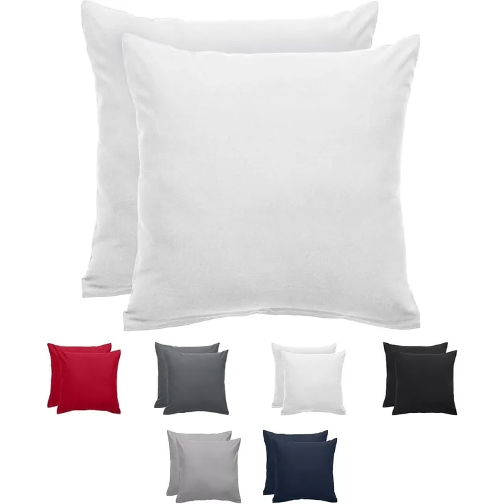 Komfortec Kissenbezug 80x80 cm 2er Set aus Gebürstet Mikrofaser mit Reißverschluss, Atmungskativ und Weich – Weiß