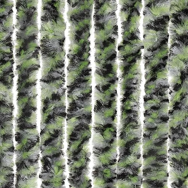 Moritz Flauschvorhang aus Chenille 100 x 230 cm grün/grau/schwarz meliert Türvorhang als Fliegenschutz Insektenschutz für Camping Wohnwagen – Bild 1