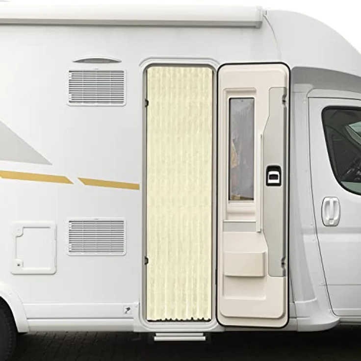 Moritz Flauschvorhang aus Chenille 56 x 185 cm elfenbein Türvorhang als Fliegenschutz Insektenschutz für Camping Wohnwagen – Bild 3