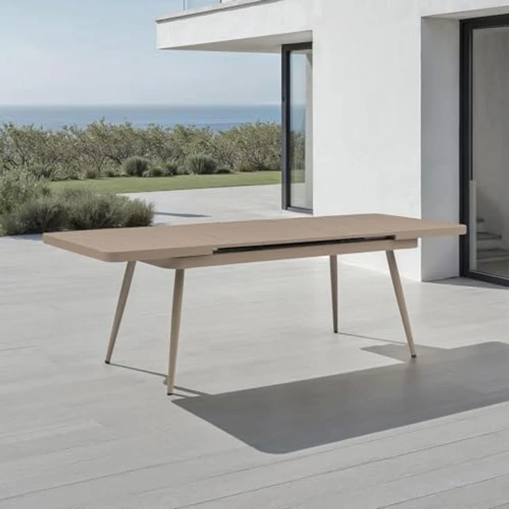 IDIMEX Sunny Gartentisch, Champagner, Aluminium, ausziehbar von 150 auf 200 cm, wetterfest und pflegeleicht – Bild 2