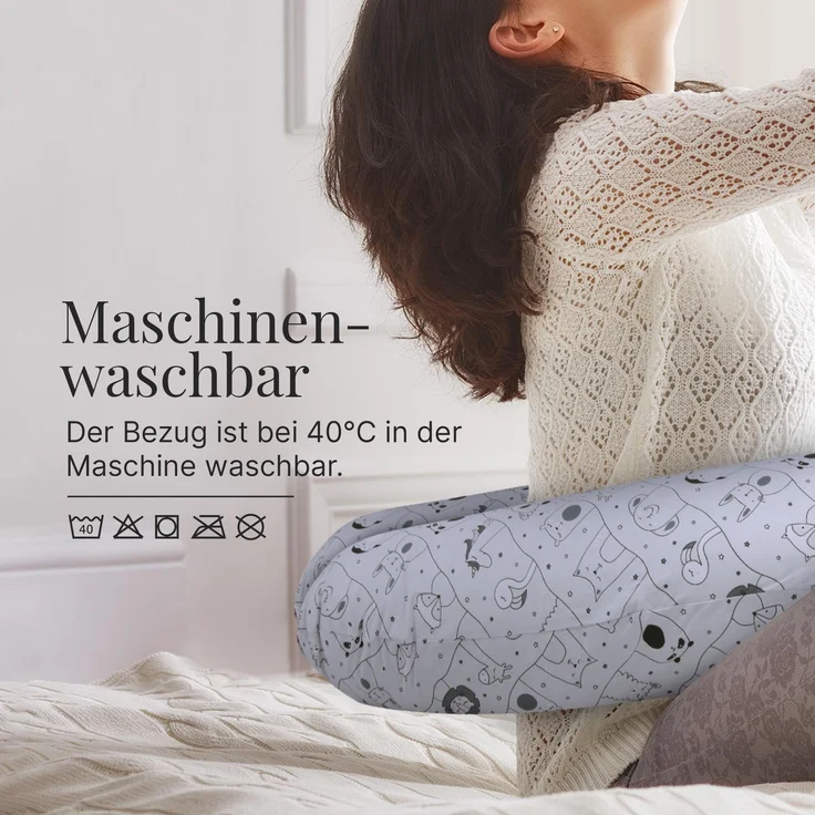 Schwangerschaftskissen - Seitenschläferkissen Weiß ( Sterne Bunt ) – Bild 9