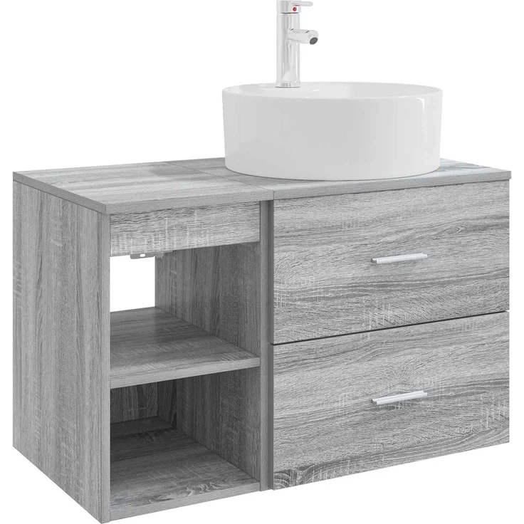 vidaXL Badezimmerschrank-Set 2 stk. Grau Sonoma 79,5 x 44,5 x 76 cm 3403909 – Bild 2