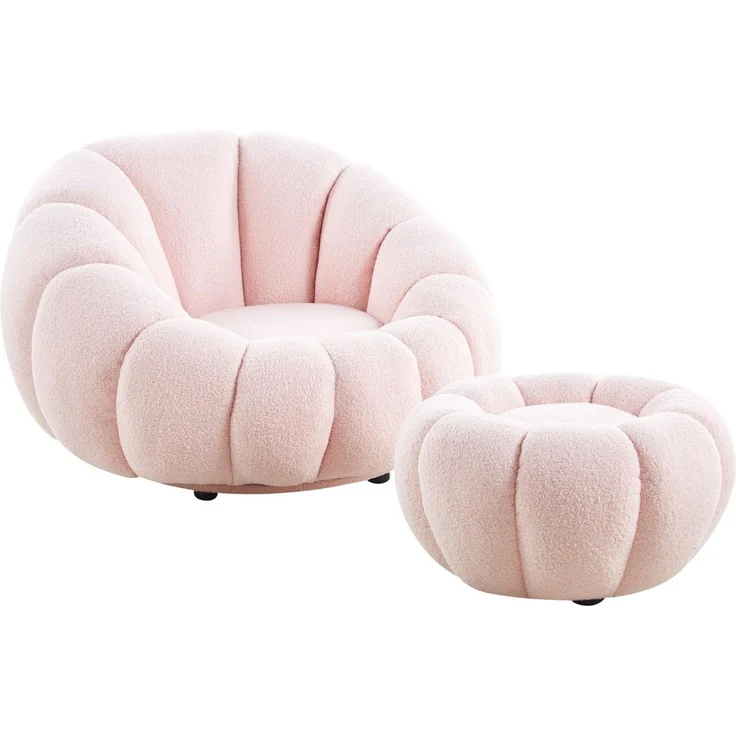 alesvelt Drehsessel Kürbis Sessel 360° Drehfunktion Relaxsessel inkl. Hocker (Set, 2-St), 360° Drehfunktion – Bild 2